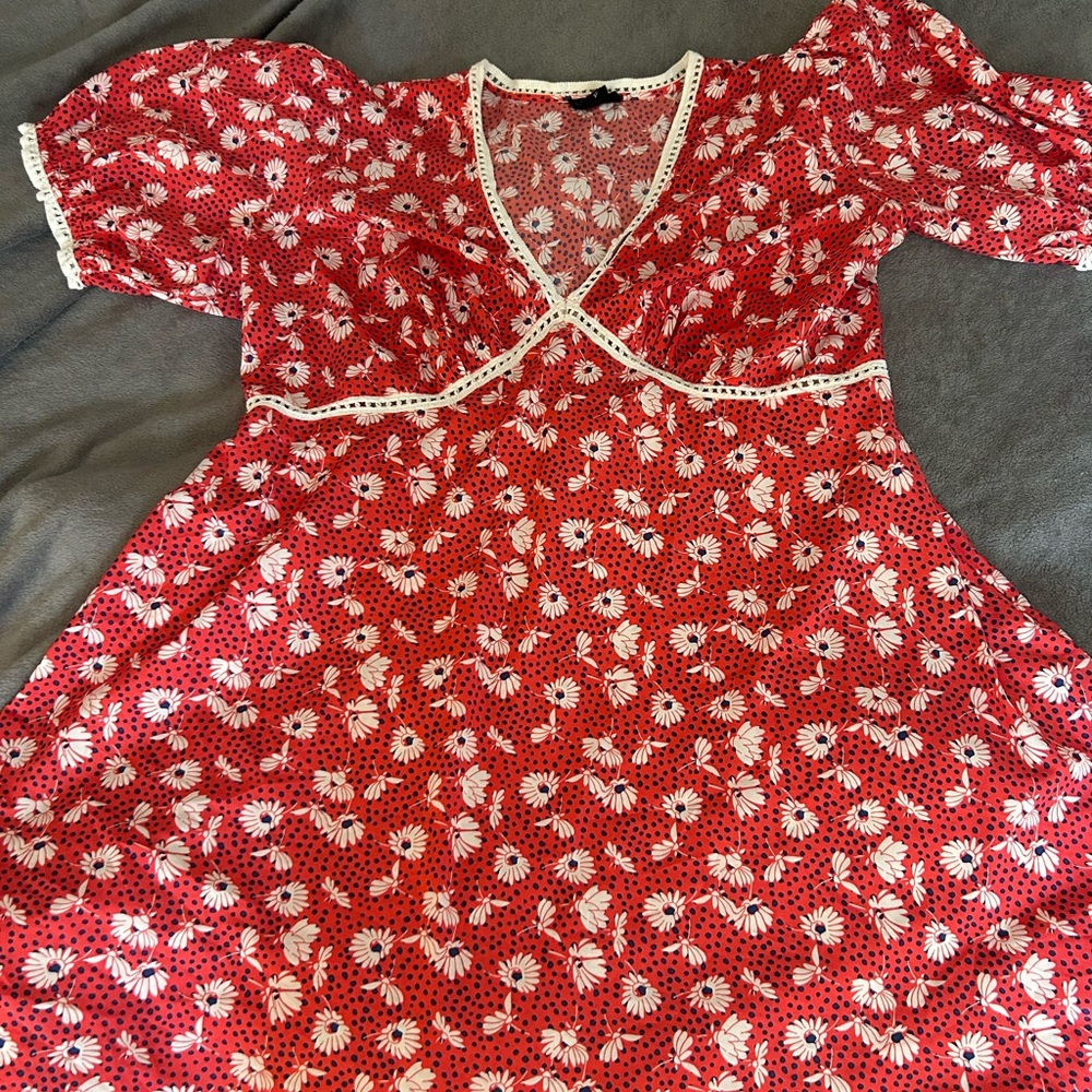 Floral Red Dress